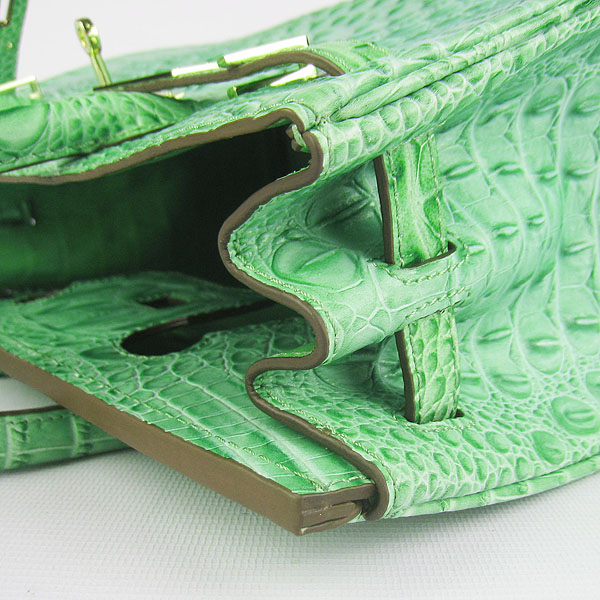 Replica Hermes Birkin 30CM Crocodile Head Veins Bag Green 6088 On Sale